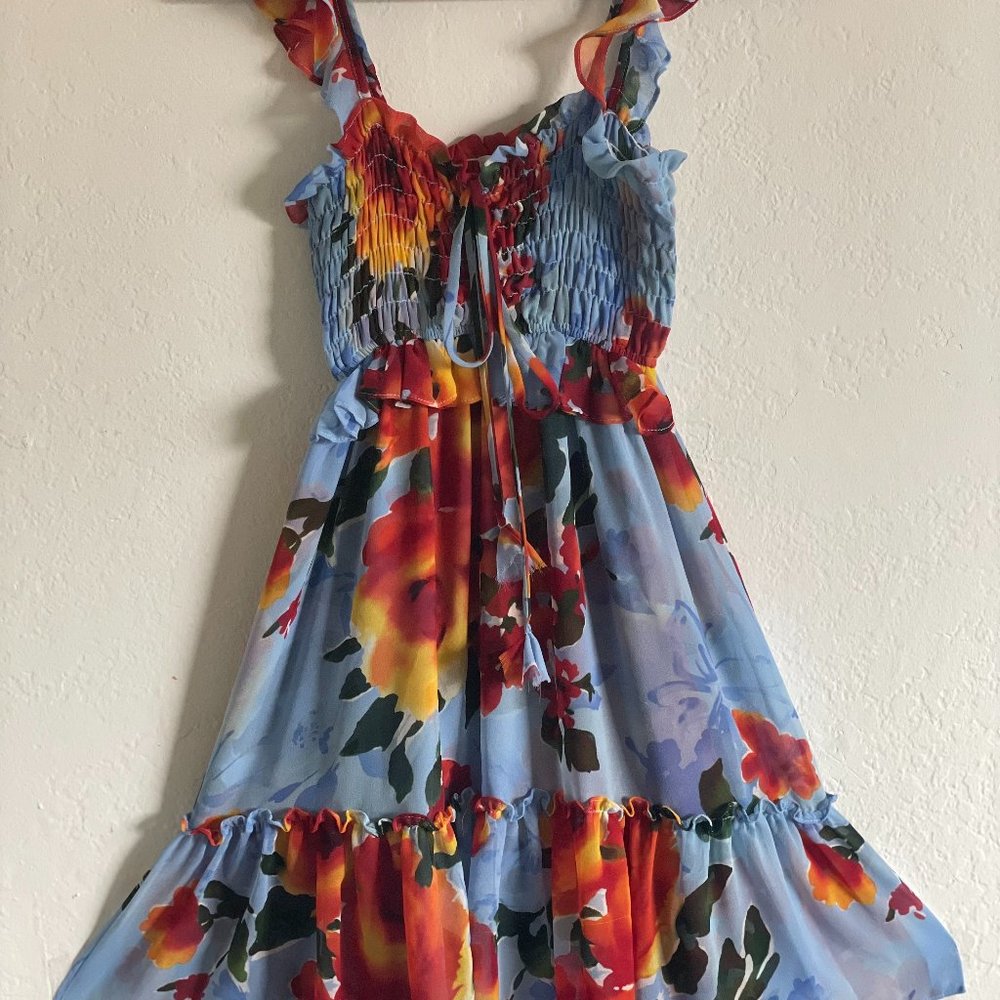 MISA Spring Floral Ruffled Dress